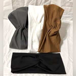 4pk headbands in black, white, brown, & gray